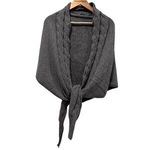 Free People Coastline Cable Knit Triangle Scarf Wrap, NWT, Gray, OS